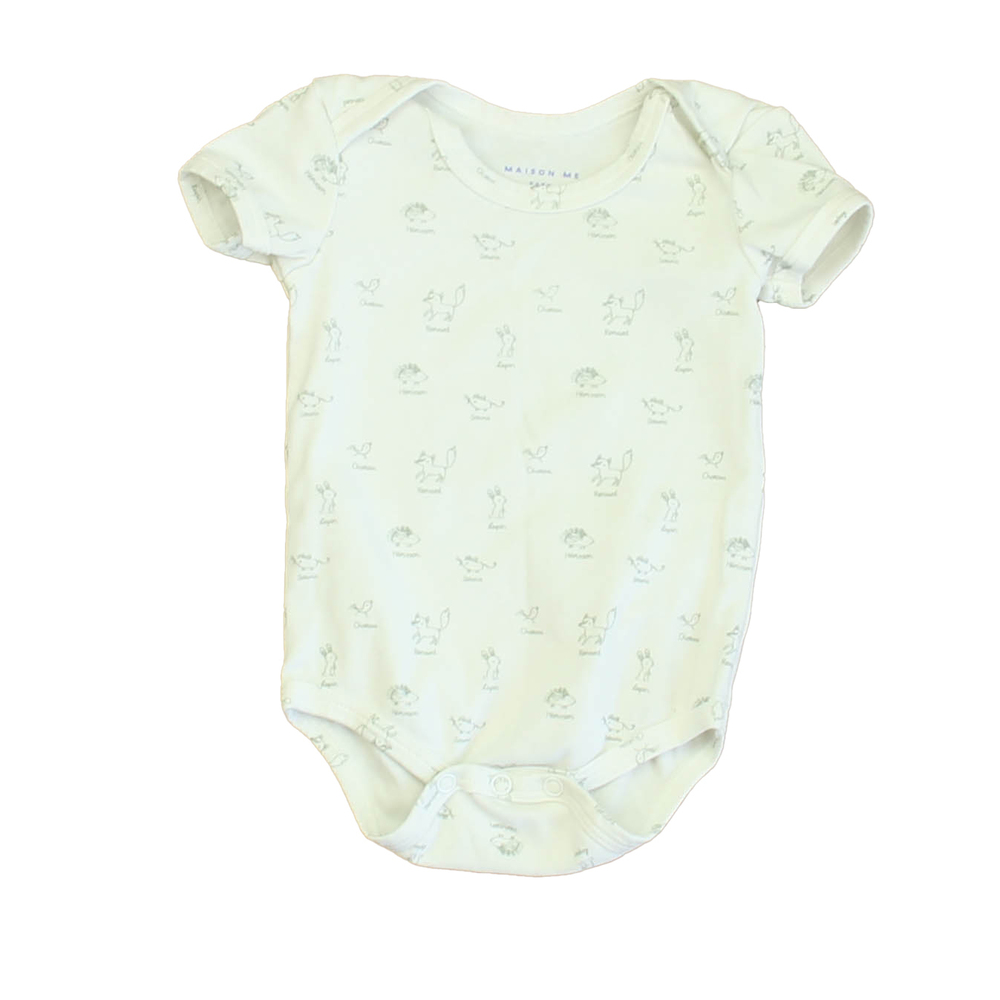Maison Me Unisex White | Green Animals Onesie size: 3-6 Months